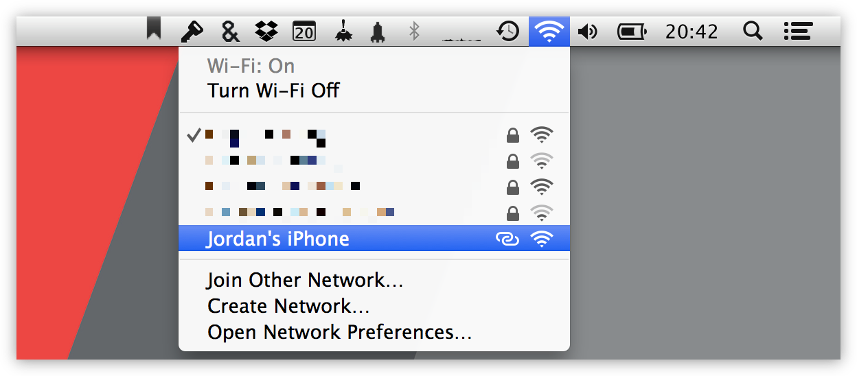 Your device's name is displayed as the SSID