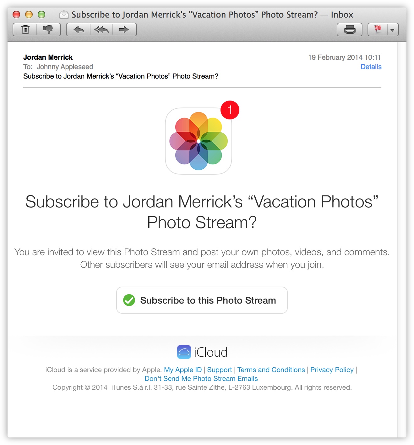 iCloud sends an email and push notification